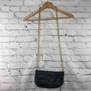 Stone Mountain navy leather gold chain crossbody